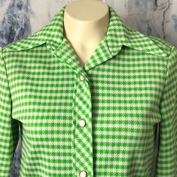 COVintage Bogart of Texas button down shirt pocket green white checkered medium - Picture 2 of 9